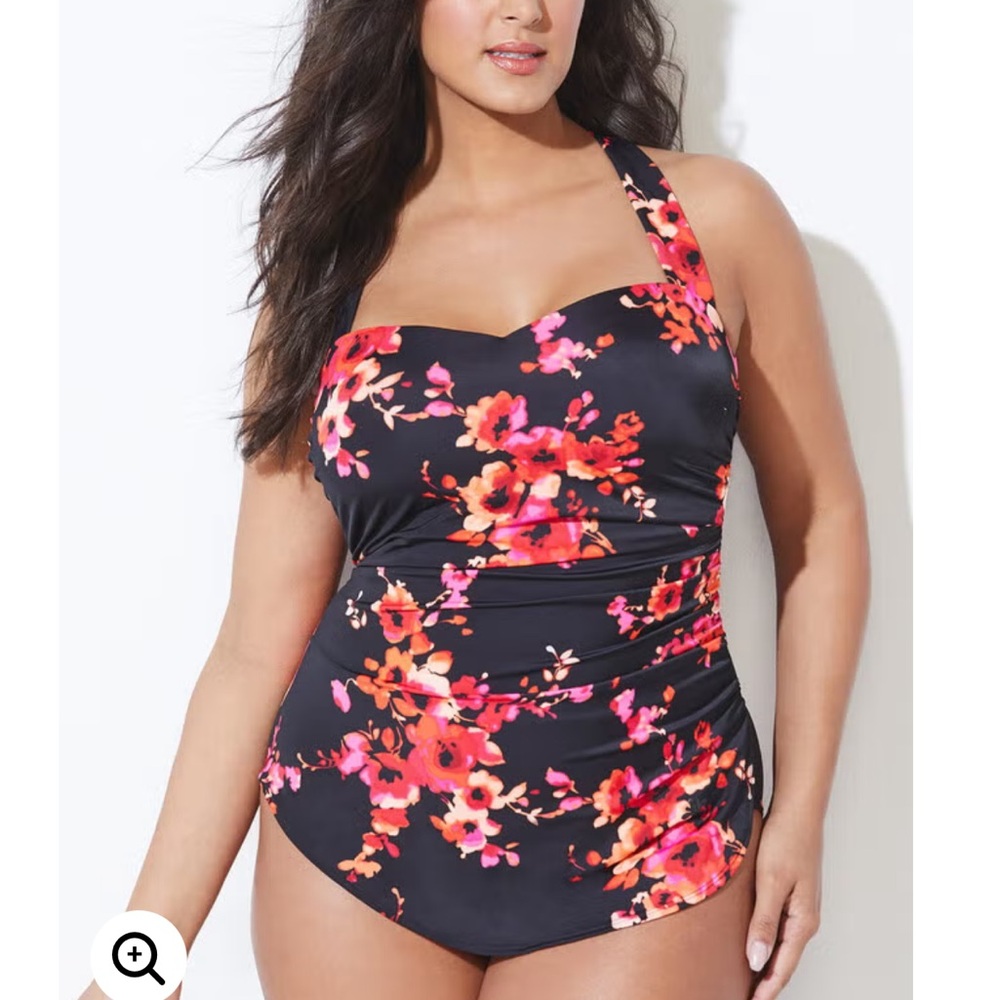 Swimsuits For All Women’s Chlorine Resistant H-Back Floral One Piece Swimsuit